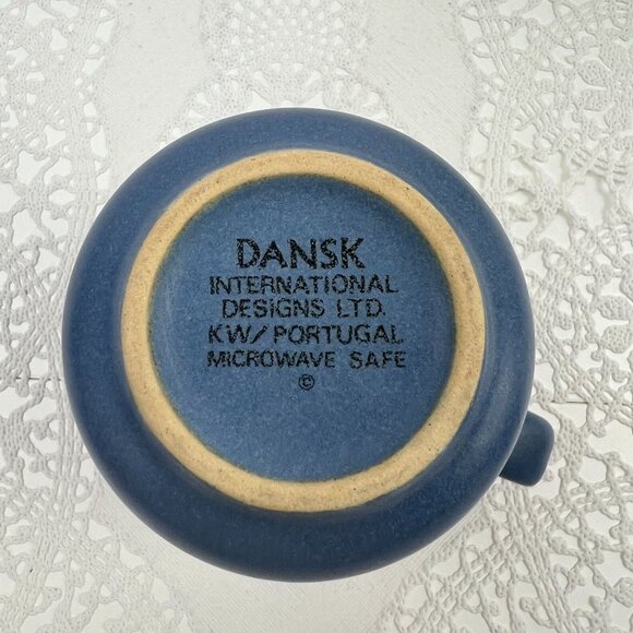 Dansk International 10 Oz Coffee Mugs Set Of 4 Stoneware Blue Made In Portugal - Picture 8 of 11